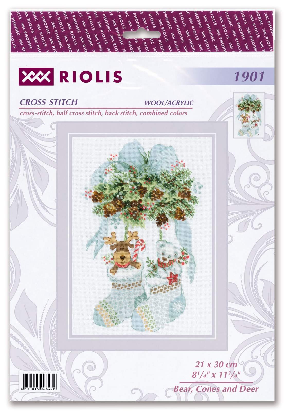 Bear & Cones and Deer cross stitch kit by RIOLIS Ref. no.: 1901