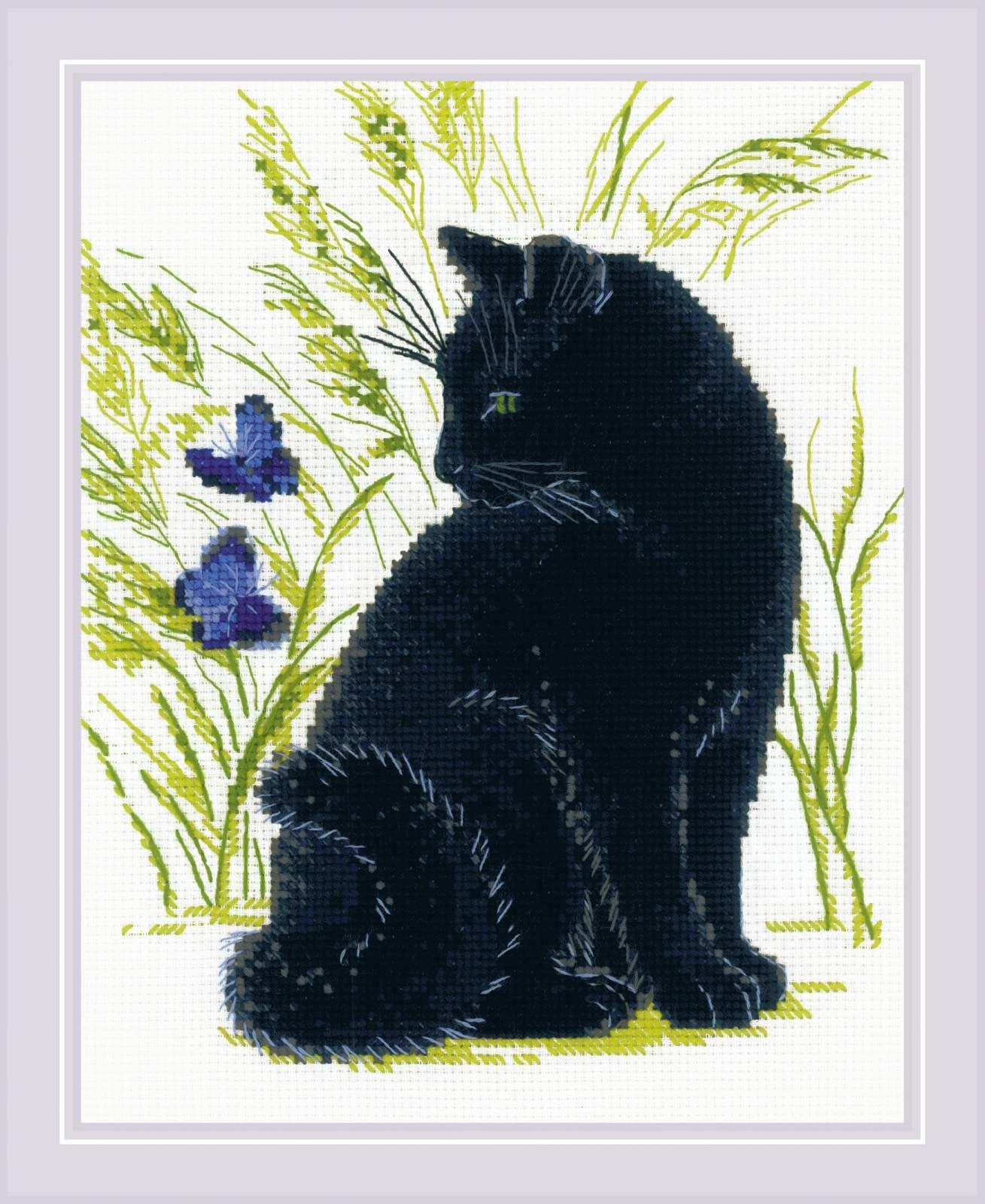 Black Cat. Cross Stitch kit by RIOLIS Ref. no.: 2001