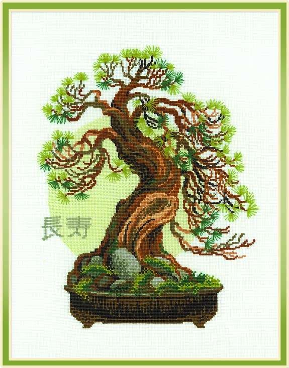 Bonsai Pine Wish of Longevity - Cross Stitch Kit from RIOLIS Ref. no.:1037