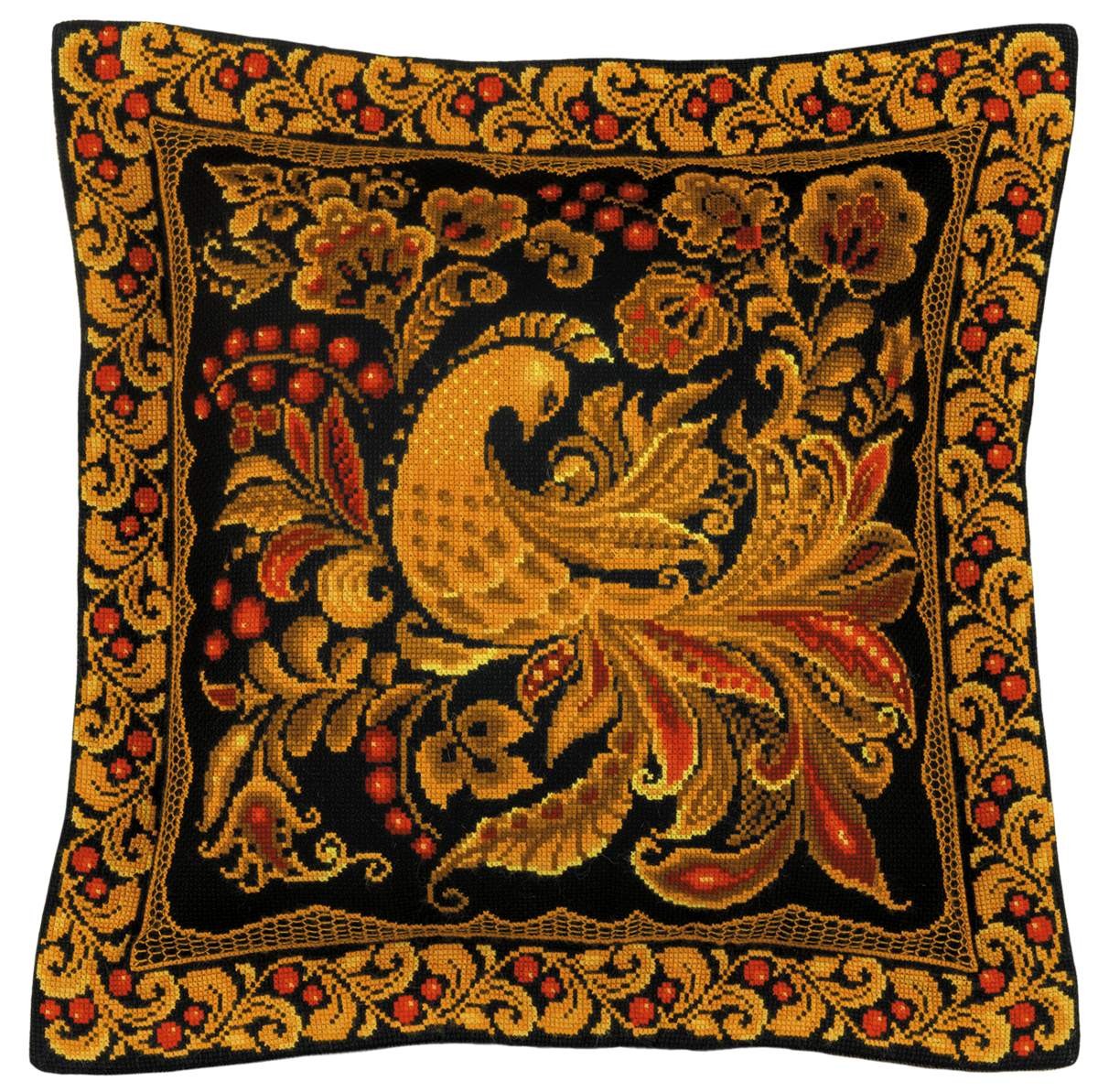 Cushion/Panel Khokhloma Painting cross stitch kit by RIOLIS Ref. no.: 1758