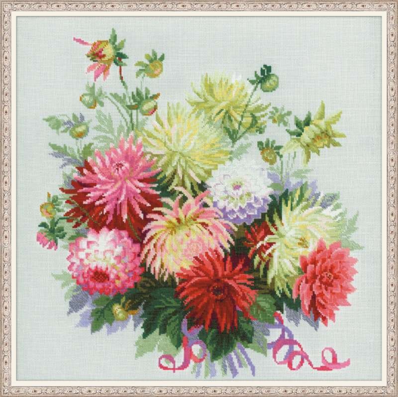 DISCONTINUED: Dahlias - Cross Stitch Kit from RIOLIS Ref. no.:1384