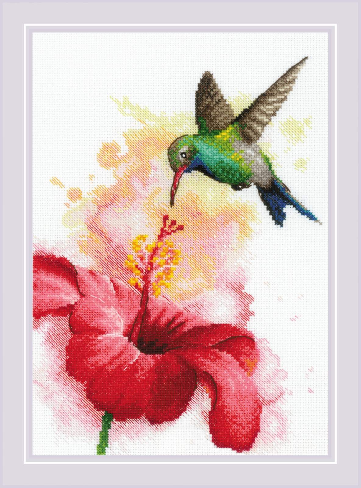 Hummingbird. Crocuses. Cross Stitch kit by RIOLIS Ref. no.: 2178