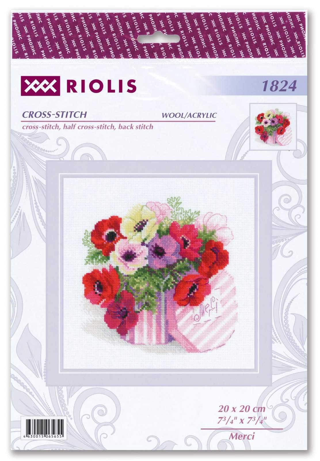 Merci cross stitch kit by RIOLIS Ref. no.: 1824