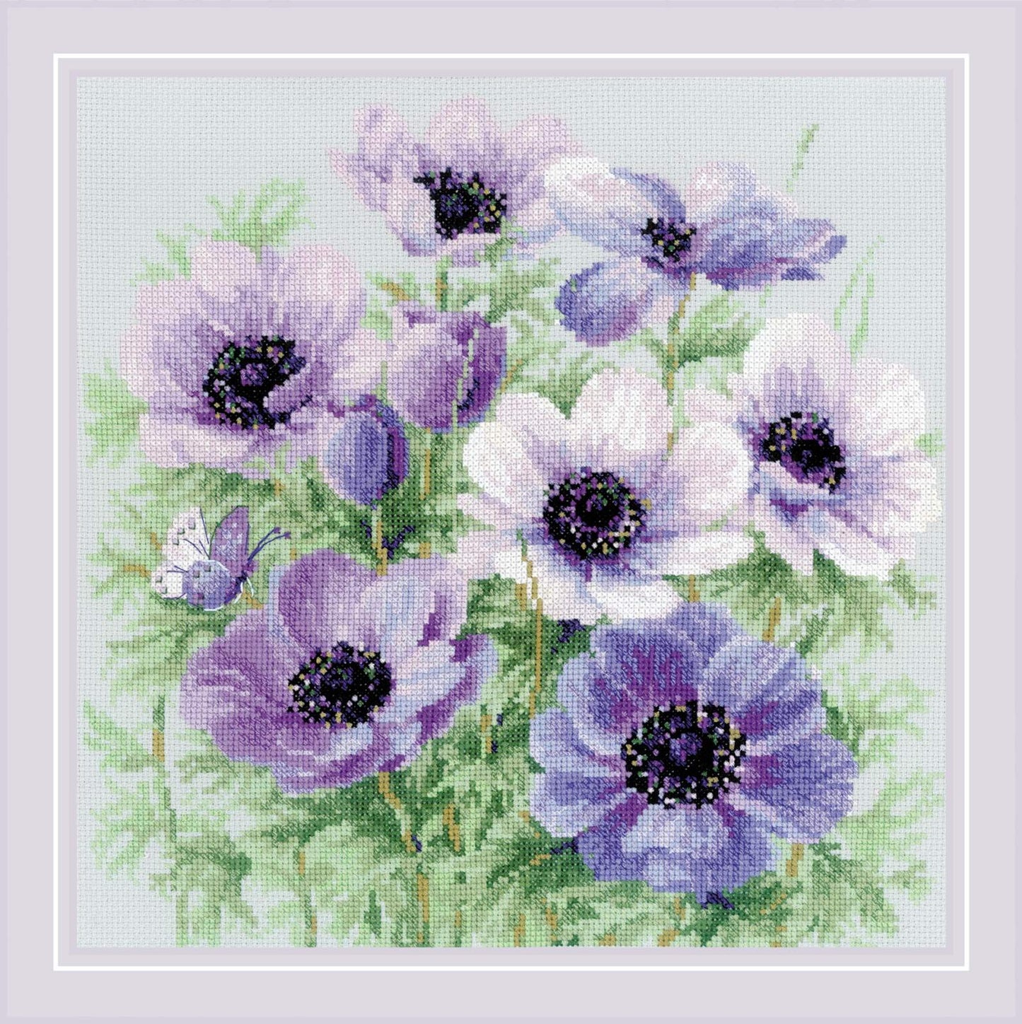 Purple Anemones. Cross Stitch kit by RIOLIS Ref. no.: 2176