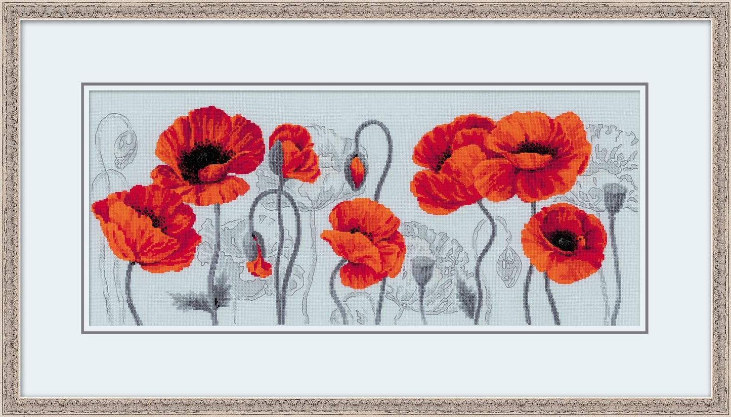 Scarlet Poppies - Cross Stitch Kit from RIOLIS Ref. no.:100/037