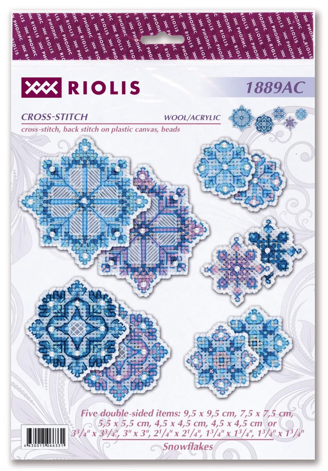 Snowflakes Decorations cross stitch kit by RIOLIS Ref. no.: 1889AC