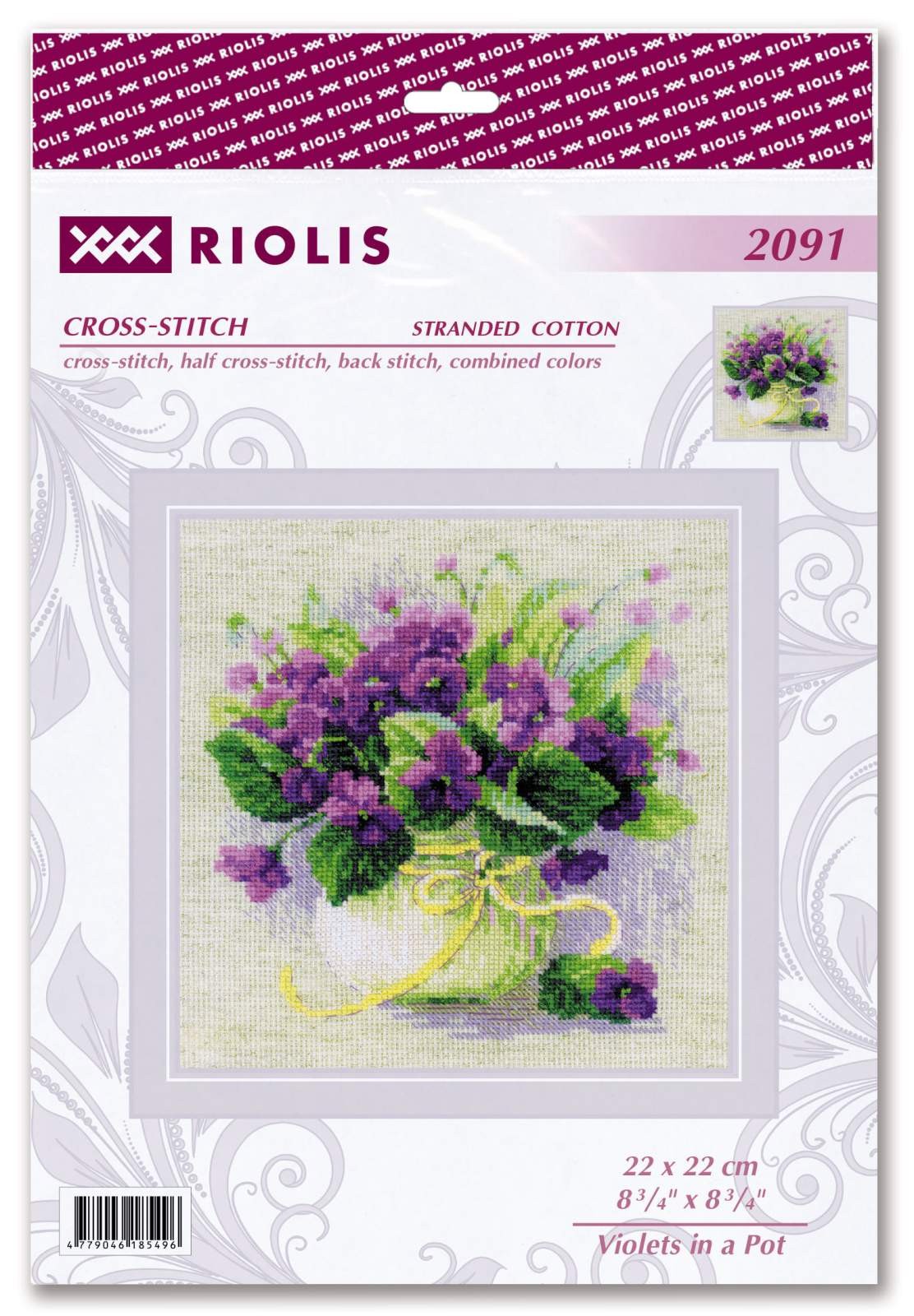 Violets in a Pot. Cross Stitch kit by RIOLIS Ref. no.: 2091