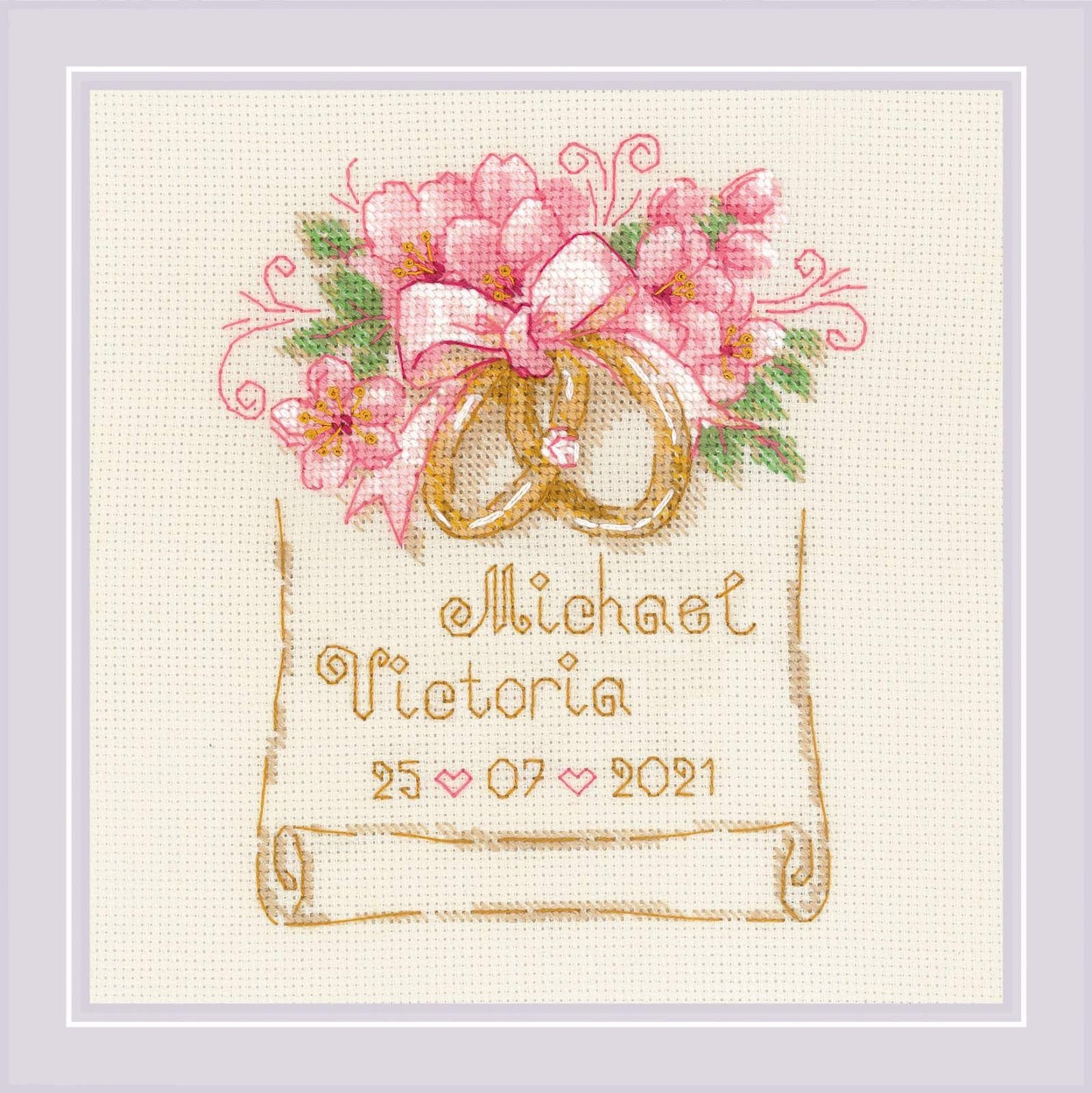 Wedding Metric Wedding Rings cross stitch kit by RIOLIS Ref. no.: 1926