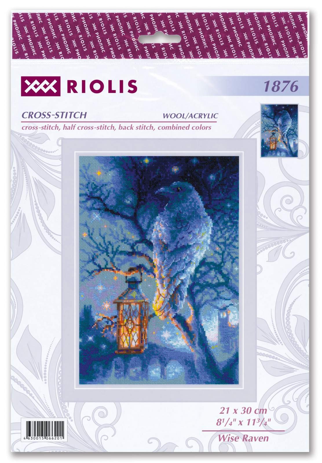 Wise Raven cross stitch kit by RIOLIS Ref. no.: 1876