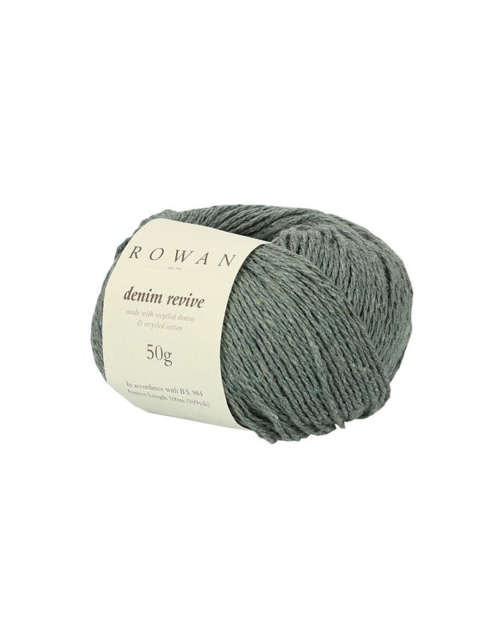 ROWAN Threads. Made with 95 % COTTON. Griege Ref. no.: 215 Denim Revive