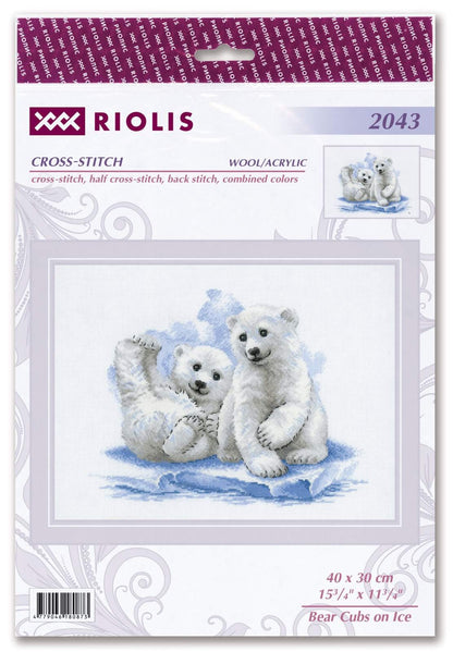 Bear Cubs on Ice. Cross Stitch kit by RIOLIS Ref. no.: 2043