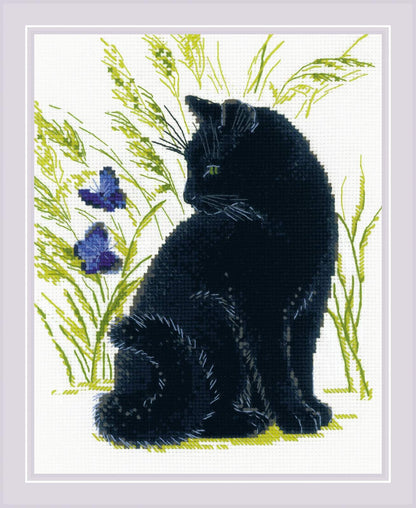 Black Cat. Cross Stitch kit by RIOLIS Ref. no.: 2001