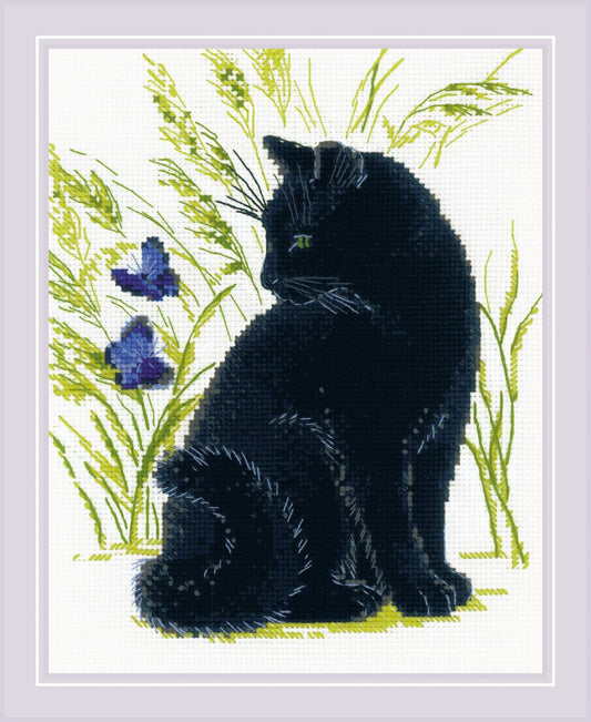 Black Cat. Cross Stitch kit by RIOLIS Ref. no.: 2001