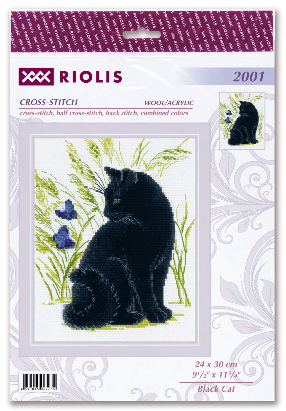 Black Cat. Cross Stitch kit by RIOLIS Ref. no.: 2001