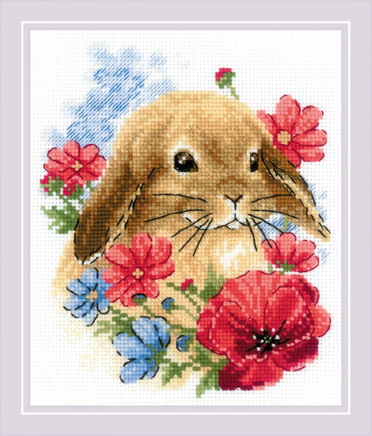 Bunny in Flowers. Cross Stitch kit by RIOLIS Ref. no.: 1986