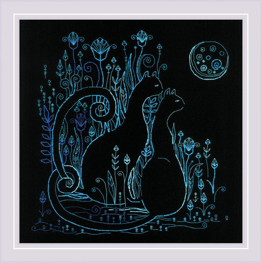 Cats. Moonlight. Cross Stitch kit by RIOLIS Ref. no.: 2173