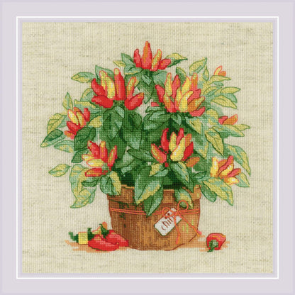 Pepper in a Pot cross stitch kit by RIOLIS Ref. no.: 1982