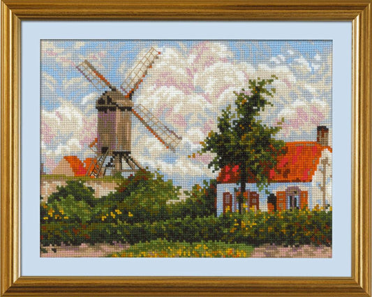 Windmill at Knokke after C. Pissarro's Painting cross stitch kit by RIOLIS Ref. no.: 1702