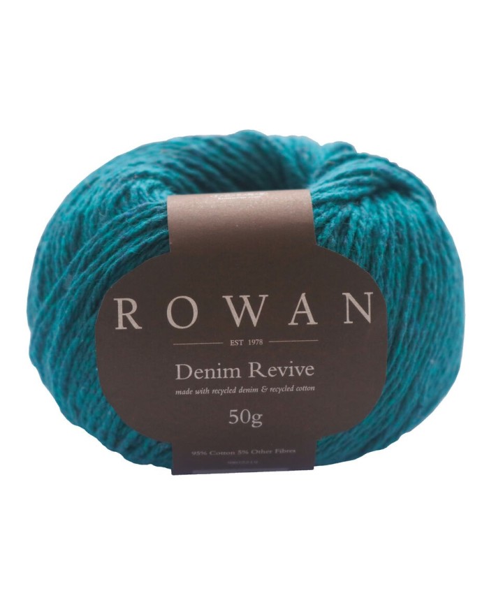 ROWAN Threads. Made with 95 % COTTON. Jude Ref. no.: 221 Denim Revive